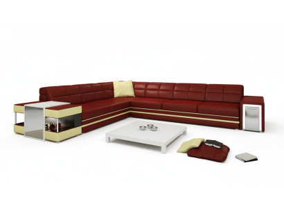 Designerska sofa Narożnikowa kanapa Kanapa Sofa skórzana Podkładka Siedziba Narożnik Ustawić +Light Nowość PH3026