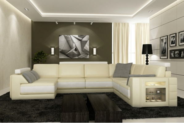 Designerska sofa Narożnikowa kanapa Kanapa Sofa skórzana Podkładka Siedziba Narożnik Ustawić +światło PHM3027