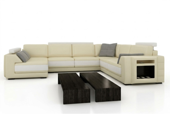 Designerska sofa Narożnikowa kanapa Kanapa Sofa skórzana Podkładka Siedziba Narożnik Ustawić +światło PHM3027