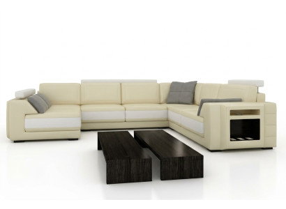 Designerska sofa Narożnikowa kanapa Kanapa Sofa skórzana Podkładka Siedziba Narożnik Ustawić +światło PHM3027