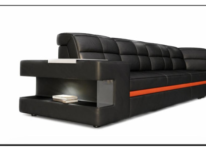 Sofa skórzana Designerska sofa Narożnikowa kanapa Kanapa Podkładka Sofa Zestaw narożny z Oświetleniem