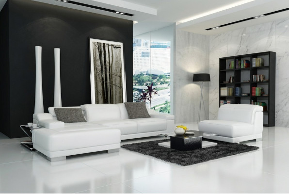 Skórzana sofa sofa kanapa Żywy krajobraz Narożnikowa kanapa Narożnik Ustaw Design + Fotel K5002D