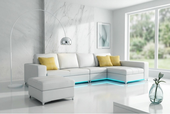 Skórzana Sofa Sofa Sofa Żywy krajobraz Modern Narożnikowa kanapa Narożnik Ustawić Design
