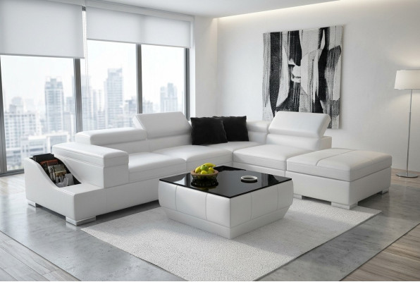 Skórzana Sofa Sofa Sofa Nowoczesny Żywy krajobraz Narożnikowa kanapa Narożnik Design Ustawić