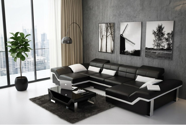 Skórzana sofa sofa kanapa Żywy krajobraz Narożnikowa kanapa Ustaw Design Modern Sofa K5007C