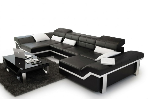 Skórzana sofa sofa kanapa Żywy krajobraz Narożnikowa kanapa Ustaw Design Modern Sofa K5007C