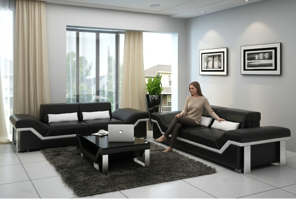 Sofa Skórzana Sofa Żywy krajobraz 3+3 Ustawić Design Nowoczesne Sofy Nowość