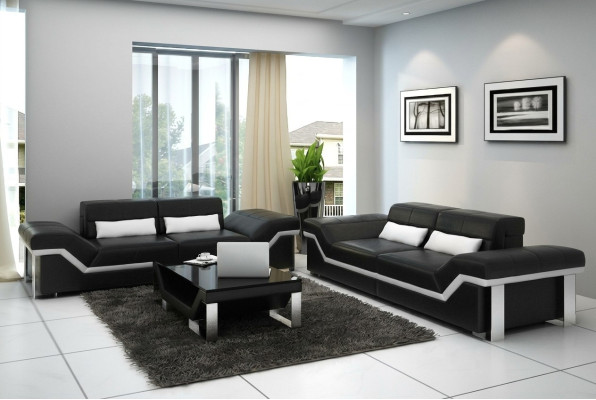 Sofa Skórzana Sofa Żywy krajobraz 3+3 Ustawić Design Nowoczesne Sofy Nowość