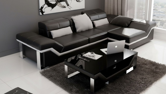 Skórzana sofa sofa kanapa Żywy krajobraz Narożnikowa kanapa Ustawić wystrój nowoczesny design