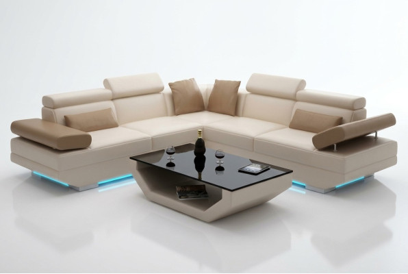 Skórzana sofa sofa kanapa Żywy krajobraz Narożnikowa kanapa Ustaw Design Modern Sofa K5009B