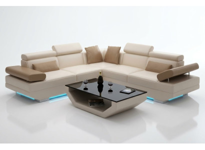 Skórzana sofa sofa kanapa Żywy krajobraz Narożnikowa kanapa Ustaw Design Modern Sofa K5009B