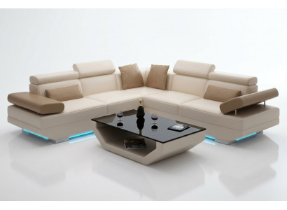 Skórzana sofa sofa kanapa Żywy krajobraz Narożnikowa kanapa Ustaw Design Modern Sofa K5009B