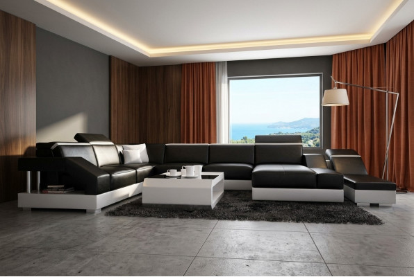 Skórzana sofa sofa kanapa Żywy krajobraz Narożnikowa kanapa Ustaw Design Modern Sofa K5011