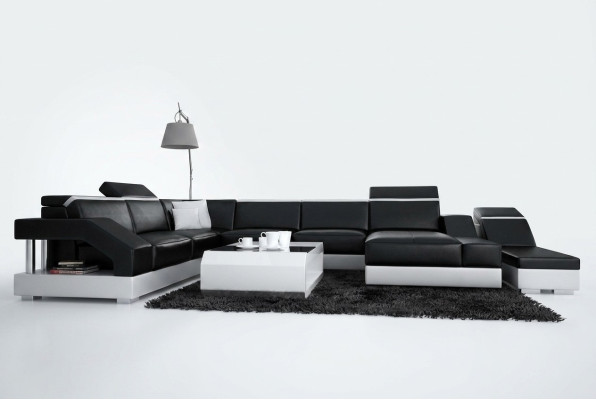 Skórzana sofa sofa kanapa Żywy krajobraz Narożnikowa kanapa Ustaw Design Modern Sofa K5011