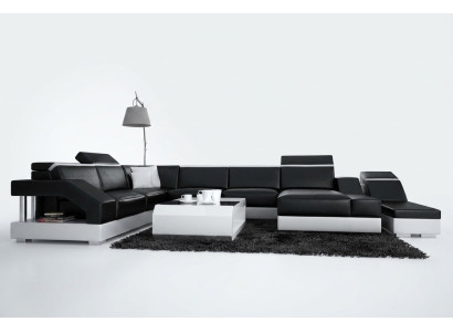 Skórzana sofa sofa kanapa Żywy krajobraz Narożnikowa kanapa Ustaw Design Modern Sofa K5011