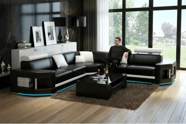 Sofa skórzana Sofa Nowoczesna kanapa Żywy krajobraz Narożnikowa kanapa Ustawić Decor Design