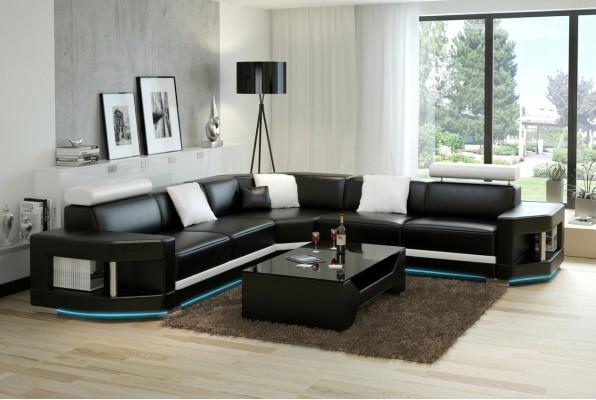 Sofa skórzana Sofa Nowoczesna kanapa Żywy krajobraz Narożnikowa kanapa Ustawić Decor Design