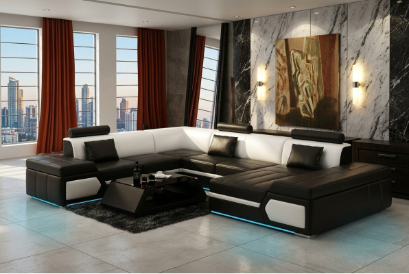 Skórzana sofa sofa kanapa Żywy krajobraz Narożnikowa kanapa Ustaw Design Modern Sofa K5013