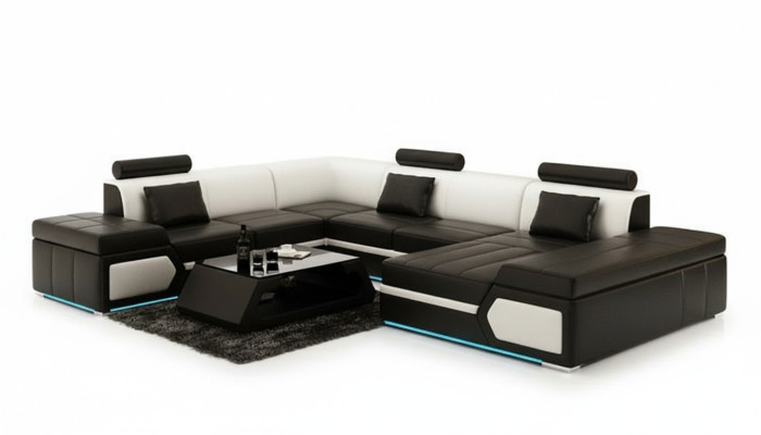 Skórzana sofa sofa kanapa Żywy krajobraz Narożnikowa kanapa Ustaw Design Modern Sofa K5013