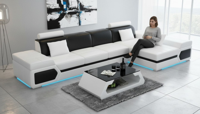 Sofa skórzana Sofa nowoczesna Sofa Żywy krajobraz Narożnikowa kanapa Ustawić Decor Design