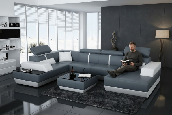 Skórzana sofa kanapa Żywy krajobraz Narożnikowa kanapa Ustaw Design Modern Sofa K5015