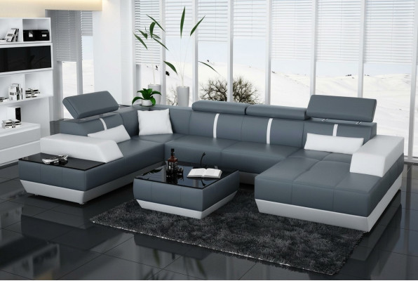 Skórzana sofa kanapa Żywy krajobraz Narożnikowa kanapa Ustaw Design Modern Sofa K5015