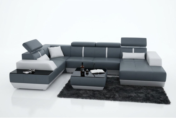 Skórzana sofa kanapa Żywy krajobraz Narożnikowa kanapa Ustaw Design Modern Sofa K5015
