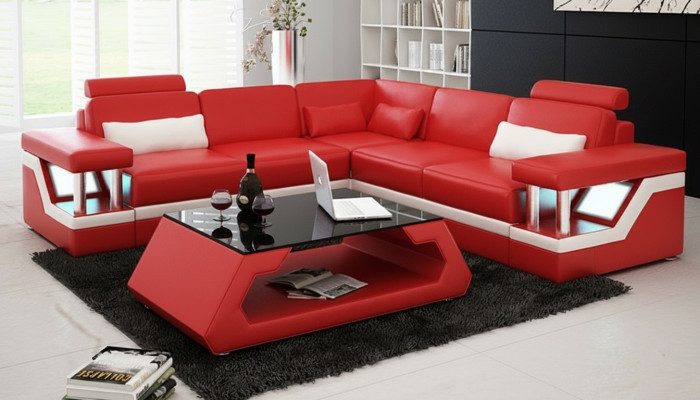 Skórzana sofa kanapa Żywy krajobraz Narożnik Nowoczesny wystrój Narożnikowa kanapa Design Ustawić