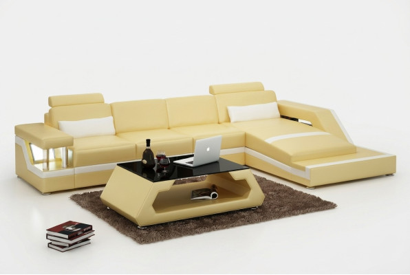 Skórzana Sofa Kanapa Nowoczesny Żywy krajobraz Narożnik Decor Narożnikowa kanapa Design Ustawić