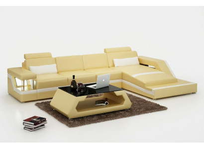 Skórzana Sofa Kanapa Nowoczesny Żywy krajobraz Narożnik Decor Narożnikowa kanapa Design Ustawić