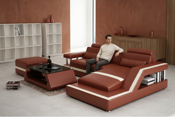 Sofa skórzana Nowoczesna kanapa Żywy krajobraz Narożnik Decor Narożnikowa kanapa Design Ustawić