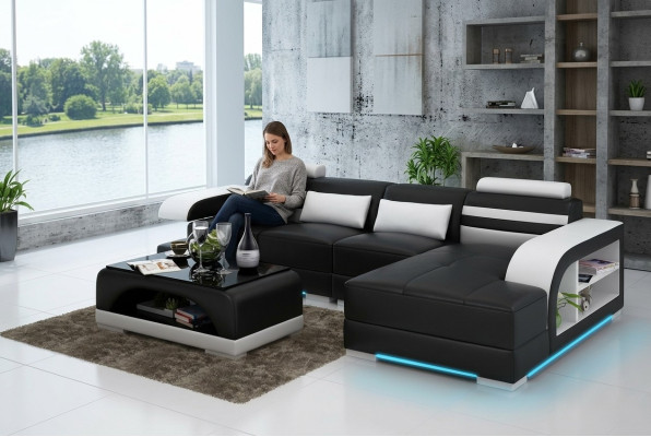 Skórzana sofa kanapa Żywy krajobraz Narożnik kanapa Narożnik Ustaw Design Modern Sofa G8033C