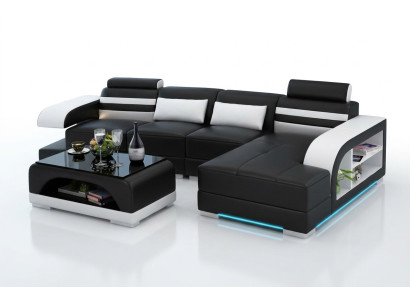 Skórzana sofa kanapa Żywy krajobraz Narożnik kanapa Narożnik Ustaw Design Modern Sofa G8033C