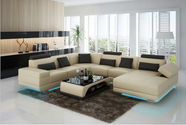 Skórzana sofa kanapa Żywy krajobraz Narożnikowa kanapa Narożnik Ustaw Design Modern Sofa