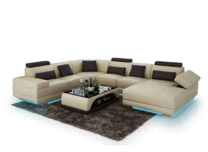 Skórzana sofa kanapa Żywy krajobraz Narożnikowa kanapa Narożnik Ustaw Design Modern Sofa