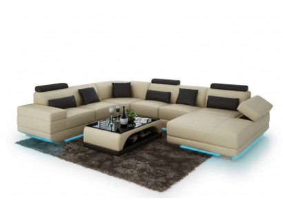 Skórzana sofa kanapa Żywy krajobraz Narożnikowa kanapa Narożnik Ustaw Design Modern Sofa