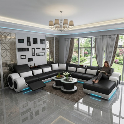 Skórzana sofa kanapa Żywy krajobraz Narożnikowa kanapa Narożnik Ustaw Design Modern Sofa