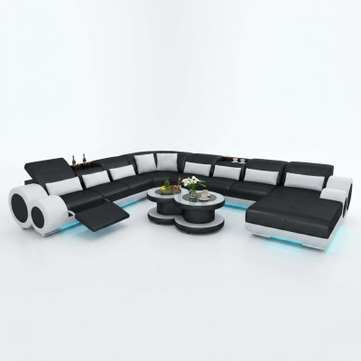 Skórzana sofa kanapa Żywy krajobraz Narożnikowa kanapa Narożnik Ustaw Design Modern Sofa