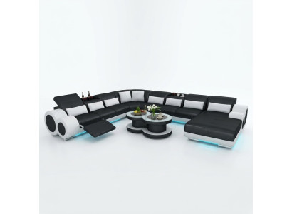 Skórzana sofa kanapa Żywy krajobraz Narożnikowa kanapa Narożnik Ustaw Design Modern Sofa
