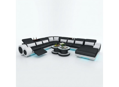 Skórzana sofa kanapa Żywy krajobraz Narożnikowa kanapa Narożnik Ustaw Design Modern Sofa