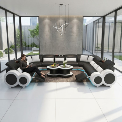 Skórzana sofa kanapa Żywy krajobraz Narożnik kanapa Narożnik Ustaw Design Modern Sofa G8035B
