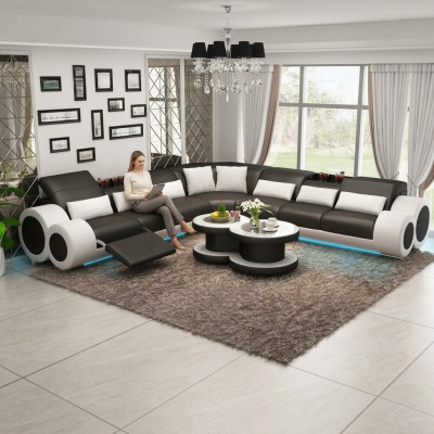 Skórzana sofa kanapa Żywy krajobraz Narożnik kanapa Narożnik Ustaw Design Modern Sofa G8035C