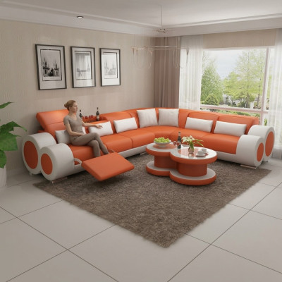 Sofa skórzana Sofa Żywy krajobraz Sofa Modern Narożnik Narożnikowa kanapa Design Ustawić