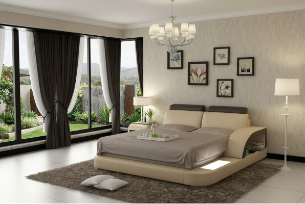 Luksusowe Łóżko Oświetlenie Skórzane Łóżko Łóżko Sofa Duże Małżeństwo Podkładka 140/160/180 cm