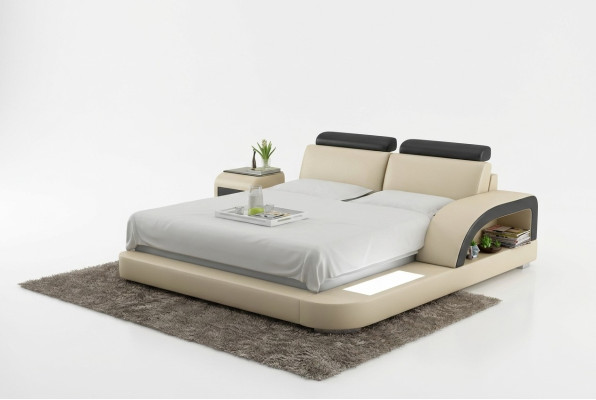 Luksusowe Łóżko Oświetlenie Skórzane Łóżko Łóżko Sofa Duże Małżeństwo Podkładka 140/160/180 cm