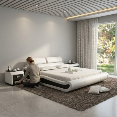 Luksusowa Skóra Łóżko Design Podkładka łóżka Double Modern Marriage 140/160/180 cm