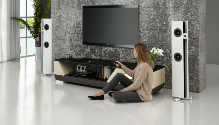 Kredens RTV Skóra Szkło Decor Tabela Szafa Telewizyjna Tabela Designer