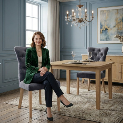 Designerski fotel Krzesło Chesterfield Podkładka Krzesła Gastro jadalnia New Ashley