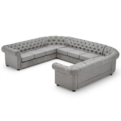 Chesterfield Couch Sofa Podkładka Żywy krajobraz U Form Ustawić Narożnikowa kanapa