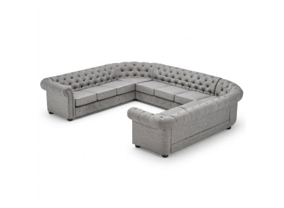 Chesterfield Couch Sofa Podkładka Żywy krajobraz U Form Ustawić Narożnikowa kanapa